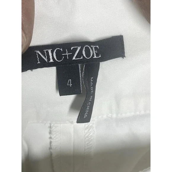 NIC+ZOE Womens Polished Wonderstretch Pull On Paper White Straight Leg Pants 4 - Picture 4 of 9